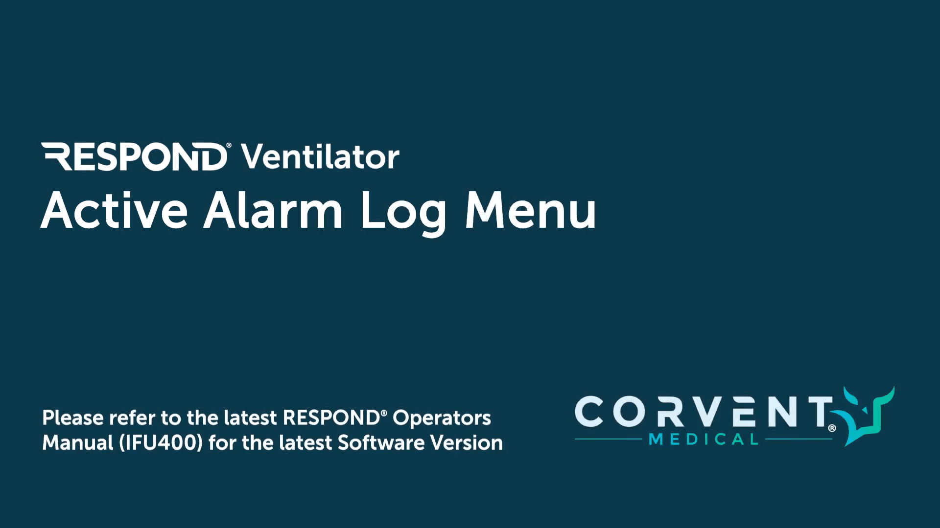 Active Alarm Log Menu